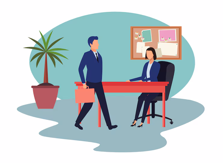 Man and woman collaborating at a desk with charts and graphs